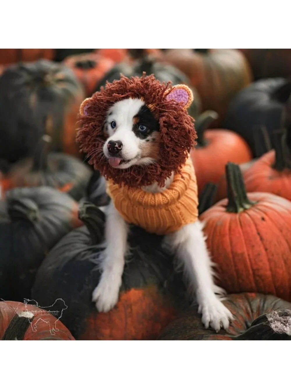 Cozy Knit Lion Mane Dog Snood - Warm Ear Wrap for Pets, Halloween & Winter